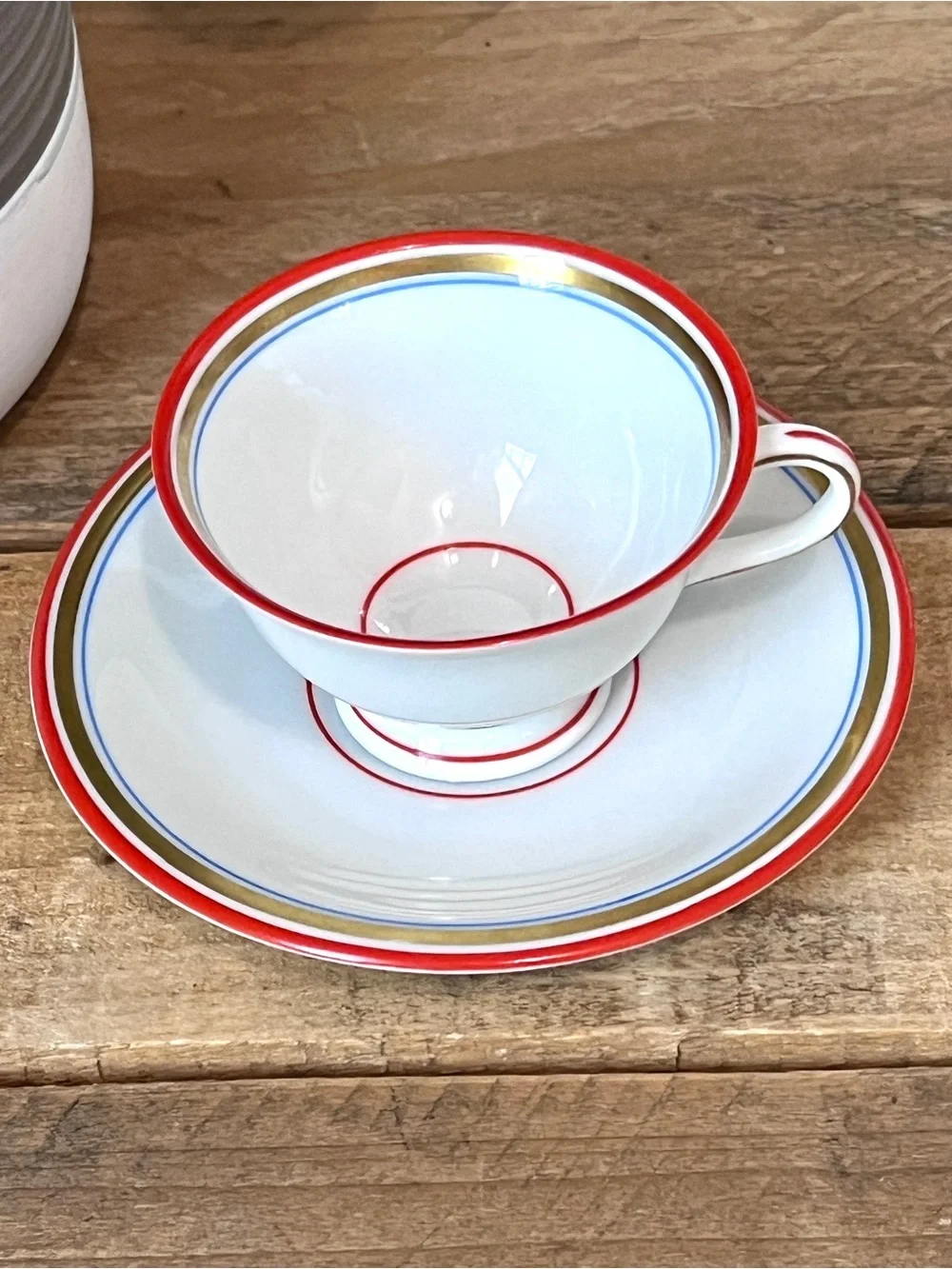 Antique Zeh Scherzer Bavaria Art Deco Teacup & Saucer - Red & Gold - Picture 2 of 6